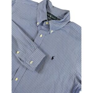 Ralph Lauren Classic Fit Blue And White Striped Button Down Shirt Men's‎ Size XL